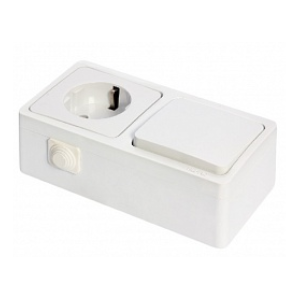 Блок выключатель 10А,250В + Розетка с/з 16А, 250В, IP22, Murat