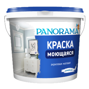 Краска Моющаяся акриловая матовая Супербелая «Panorama»