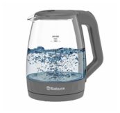 Чайник электрический SA-2741G  стеклянный+пластик серый корпус, 1,8л, 1800 Вт