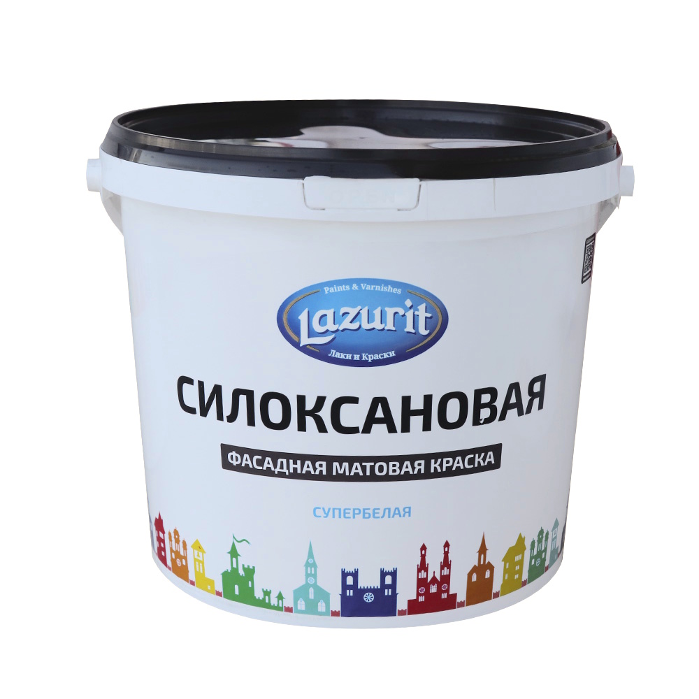 Краска Силоксановая фасадная матовая Супербелая «LAZURIT» Краска Силоксановая фасадная матовая Супербелая «LAZURIT»