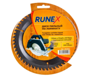 Диск пильный по ламинату отрицат угол наклона зубьев "Runex". Оснастка для электроинструмента