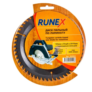 Диск пильный по ламинату отрицат угол наклона зубьев "Runex"